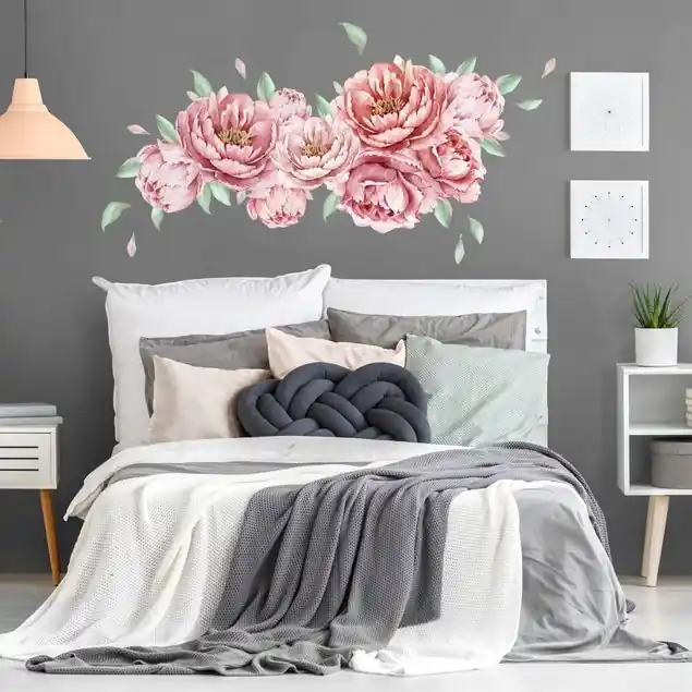Pfingstrosen Set Rosé Wandtattoo 36-teilig Super-Preis