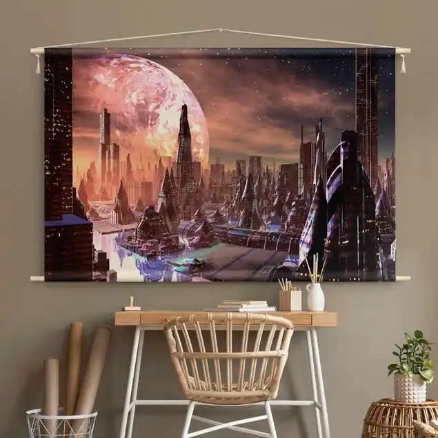 Expressversand Sci-Fi Stadt mit Planeten