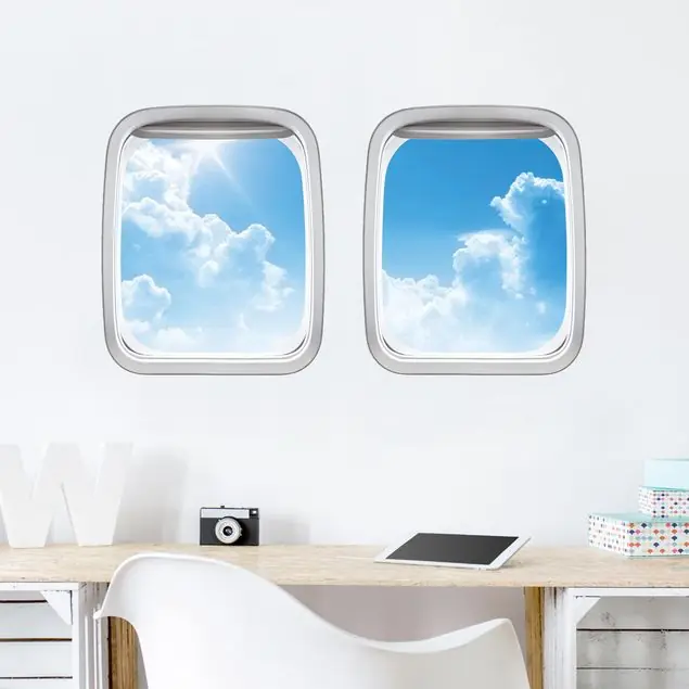 Meistverkauft Doppelfenster Flugzeug Above Sea Level Wandtattoo