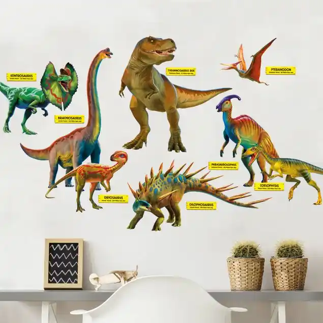 Dinosaurier Set mit Namensschildern Wandtattoo 16-teilig Sonderaktion
