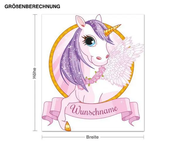 Glitzerndes Einhorn Wunschtext-Wandtattoo Markenprodukt