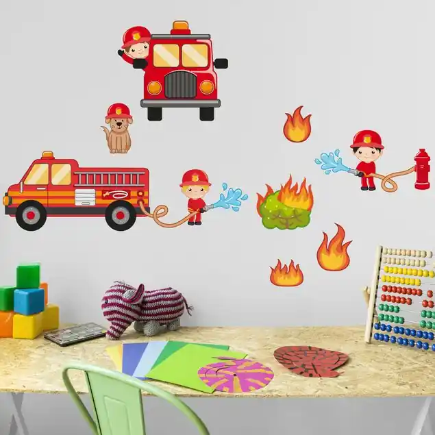 Feuerwehr im Einsatz Set Wandtattoo Mega-Angebot