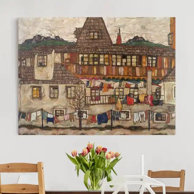 Egon Schiele - Häuser mit trocknender Wäsche Gratis Versand