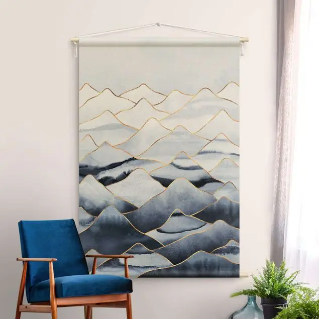 Aquarell Berge Weiß Gold Direkt Vom Hersteller