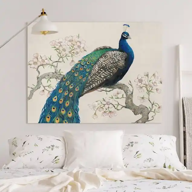 Letzte Chance Vintage Pfau mit Kirschblüten