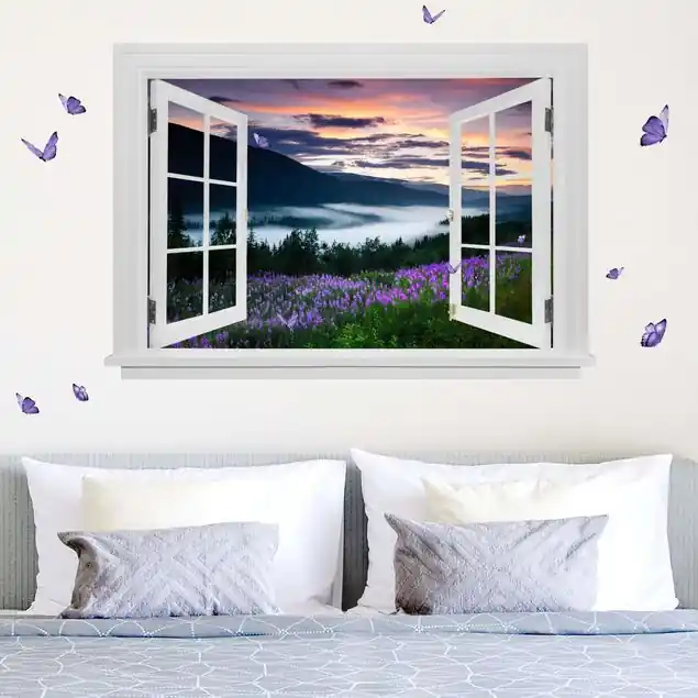 Begrenztes Angebot Offenes Fenster Paradiesisches Tal in Norwegen Wandtattoo