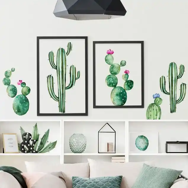 Direktkauf Aquarell Kakteen Set Wandtattoo 8-teilig