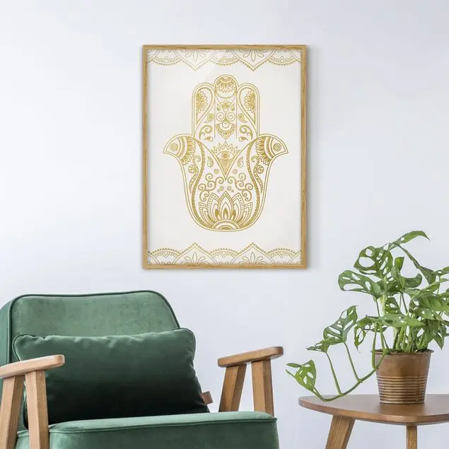 Neuheit Hamsa Hand Illustration weiß gold