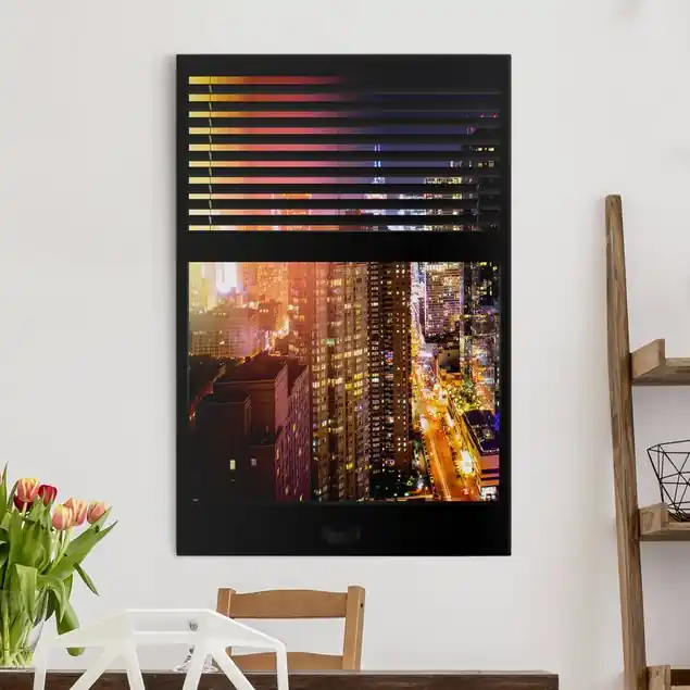 Zertifiziert Fensterblick Jalousie - Manhattan bei Nacht