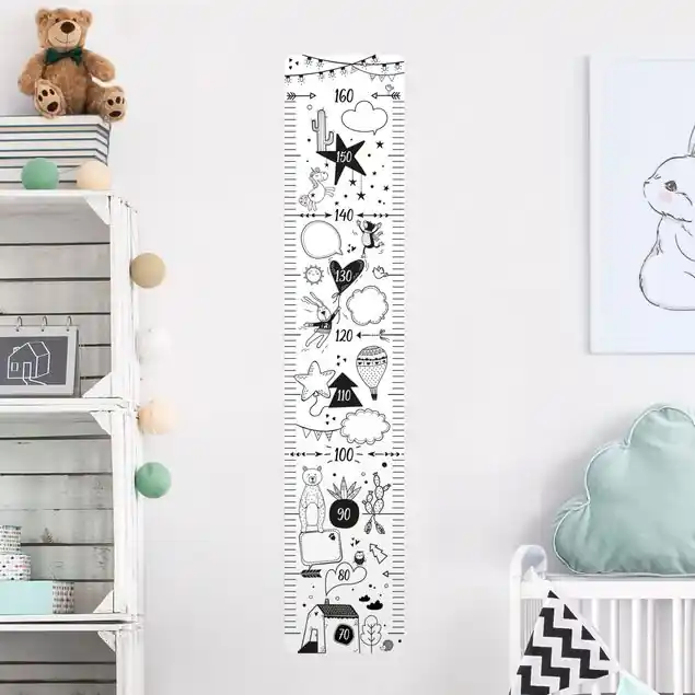 Sale Zum Beschriften in Schwarz Weiß Kindermesslatte Wandtattoo