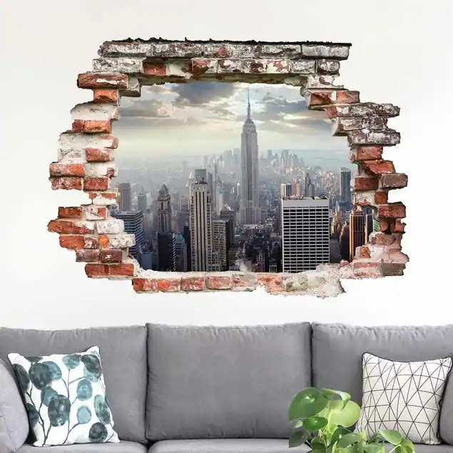 3D Sonnenaufgang in New York Wandtattoo Begrenztes Angebot