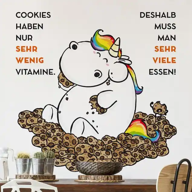 Pummeleinhorn - wenig Vitamine Wandtattoo Expressversand
