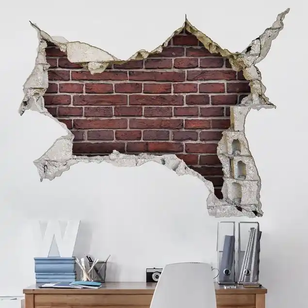 Backsteinwand rot Wandtattoo Billig