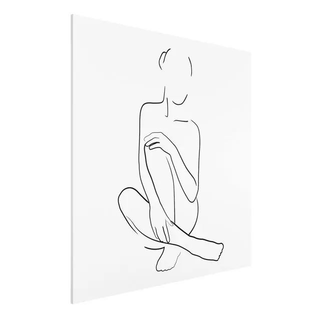 Kostenloser Versand Line Art Frau sitzt Schwarz Weiß