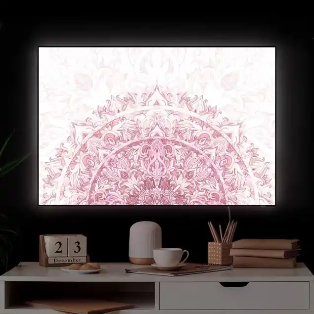 Mandala Aquarell Ornament halbkreis rot Sonderangebot