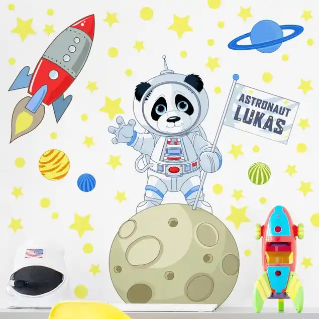 Sofort Bestellen Astronaut Panda Wandtattoo
