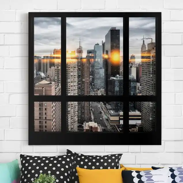 Geprüft Fensterblick New York mit Sonnen-Reflexion