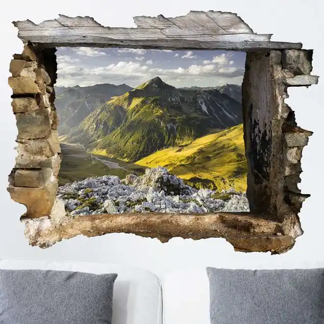 Top-Seller Berge und Tal der Lechtaler Alpen in Tirol 3D Wandtattoo