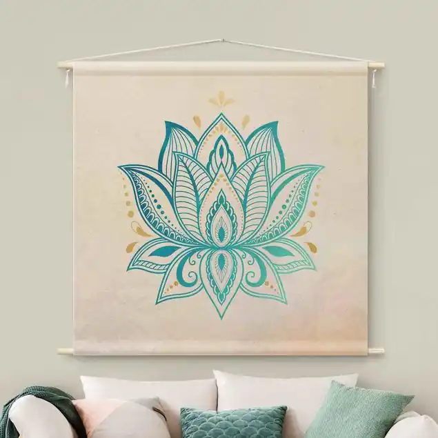 Preisknaller Lotus Illustration Mandala gold blau