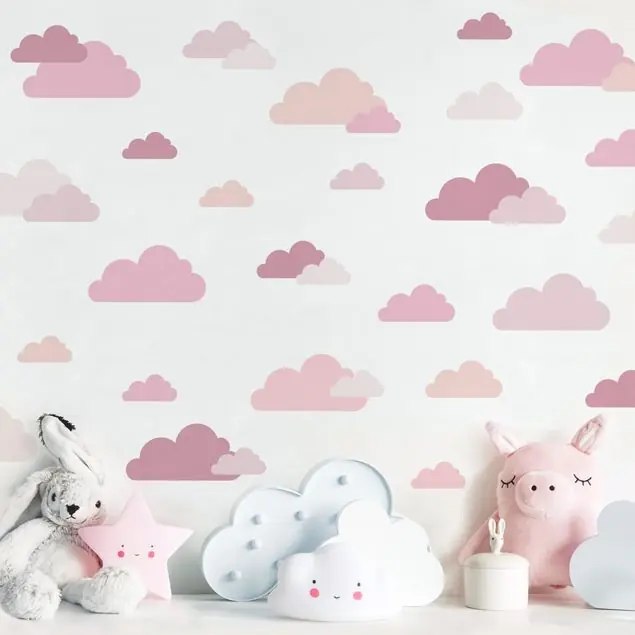 40 Wolken Rosa Set Wandtattoo 40-teilig Sale
