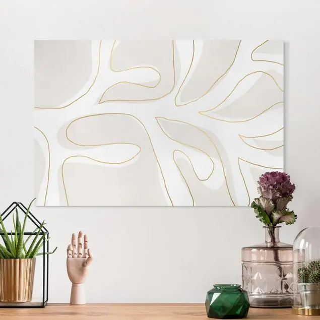 Beige Blattstrukturen mit goldenen Linien Sonderaktion