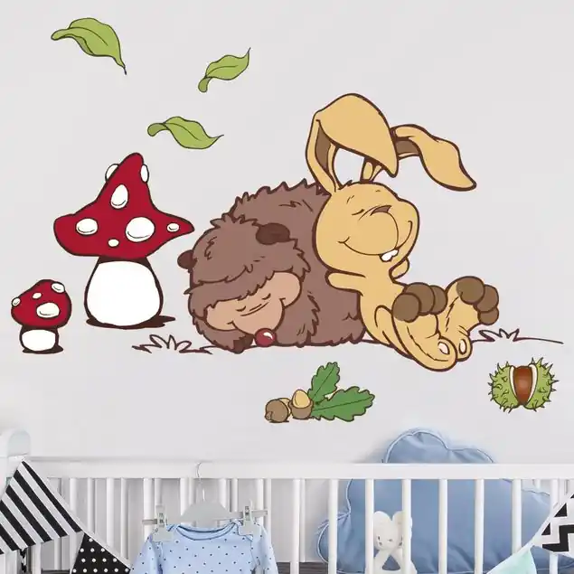 NICI - Forest Friends Hase & Igel schlummern Wandtattoo Finale Aktion
