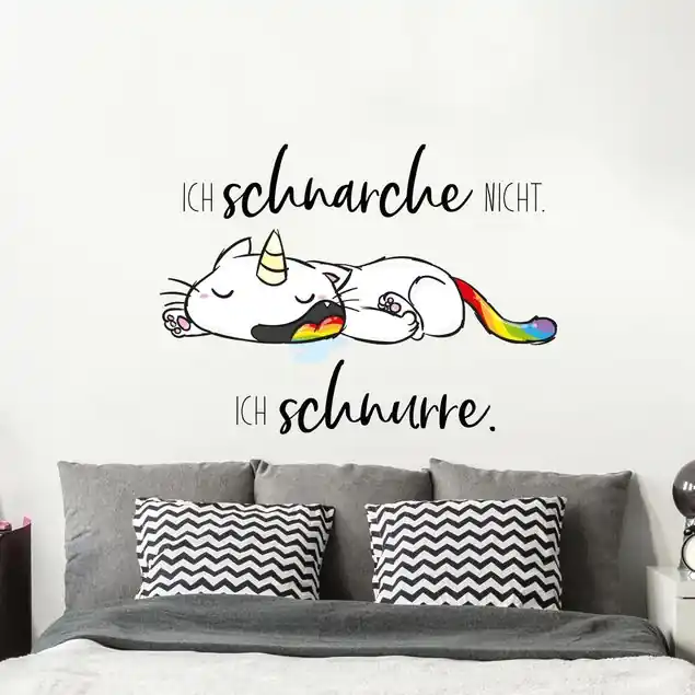 Heißes Angebot Pummeleinhorn - Purricorn schnurrt Wandtattoo