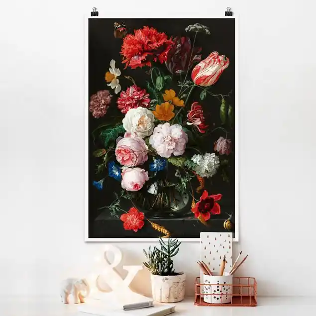 Jan Davidsz de Heem - Stillleben mit Blumen in einer Glasvase Angebot