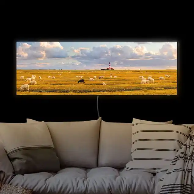Nordsee Leuchtturm mit Schafsherde Bestseller
