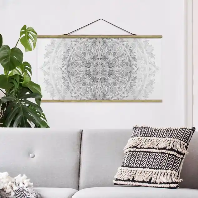 Highlight Mandala Aquarell Ornament Muster Schwarz-Weiß