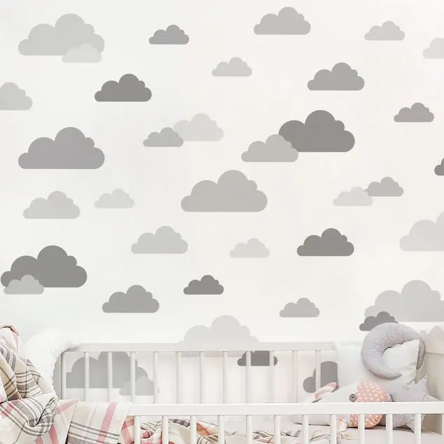 40 Wolken Grau Set Wandtattoo 40-teilig Super-Preis