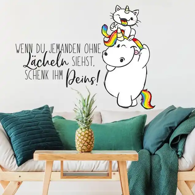 Begrenztes Angebot Pummeleinhorn - Purricorn lächelt Wandtattoo
