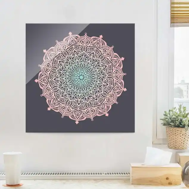 Mandala Ornament in Rose und Blau Preisknaller