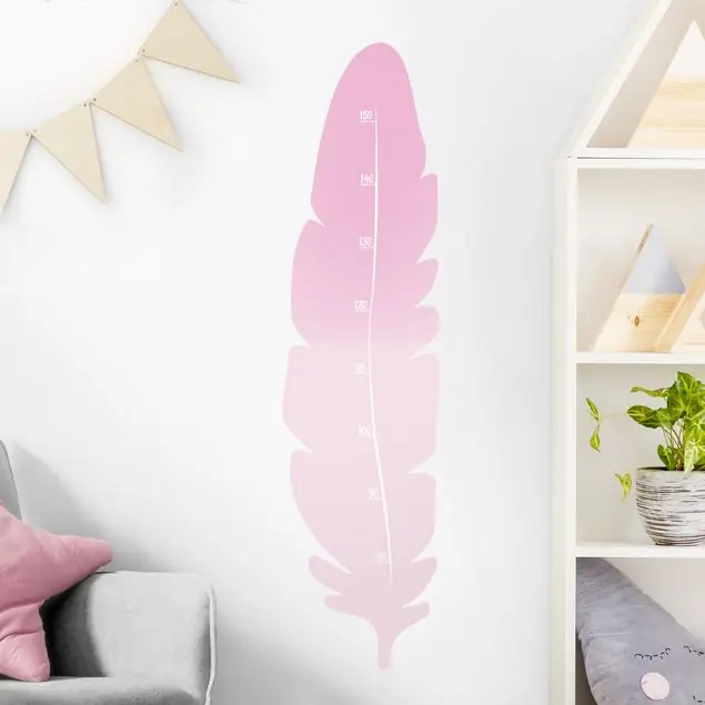 Billig Feder Rosa Kindermesslatte Wandtattoo
