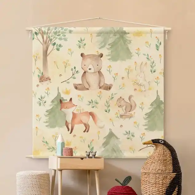 Knallerangebot Fuchs und Bär mit Blumen und Bäumen