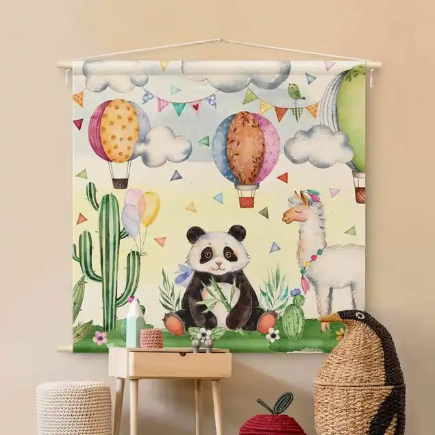 Schneller Versand Panda und Lama Aquarell