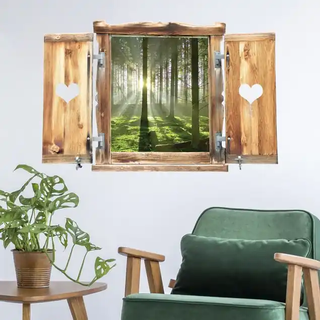 Neu Fenster mit Herz Spring Fairytale Wandtattoo