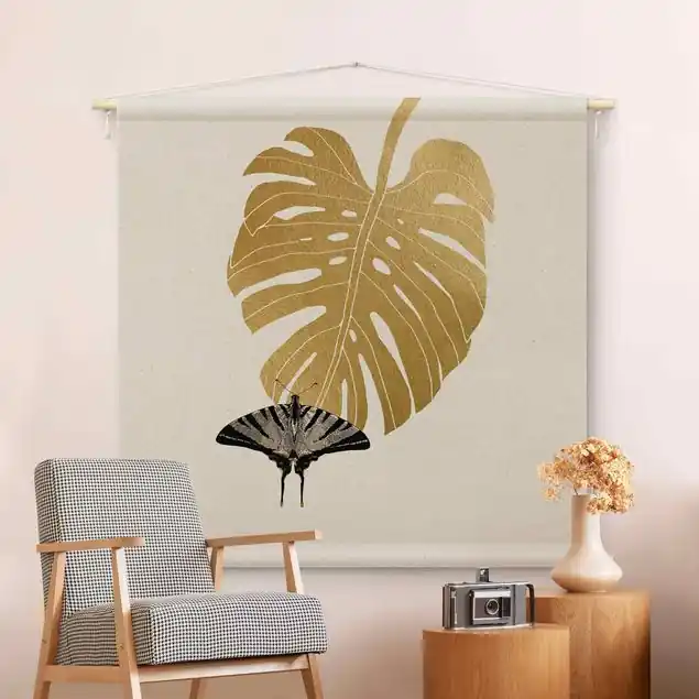 Versand Am Gleichen Tag Goldene Monstera mit Schmetterling