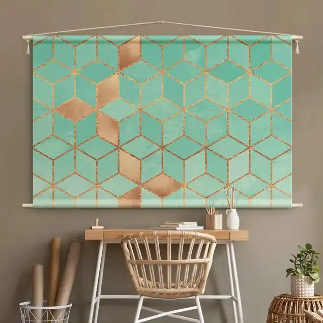 Türkis Weiß goldene Geometrie Top-Seller