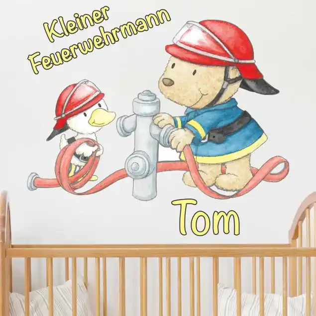 Steinbeck - Kleiner Feuerwehrmann Wunschtext-Wandtattoo Top-Preis