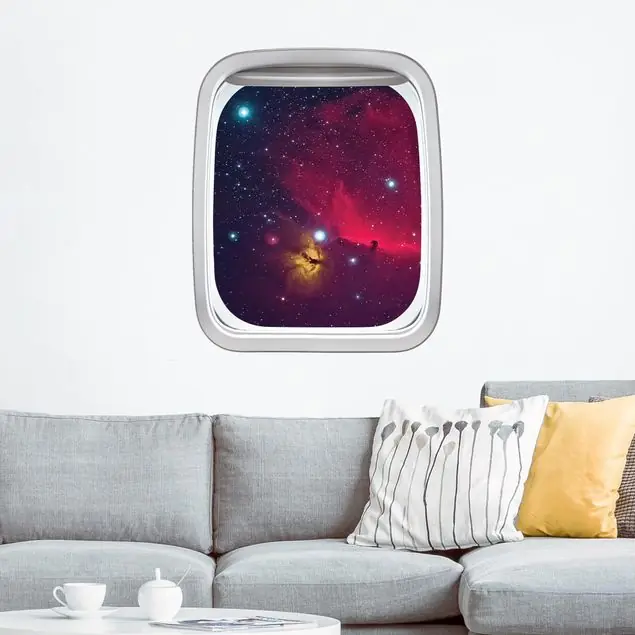 Schneller Versand Fenster Flugzeug Farbenfrohe Galaxie Wandtattoo