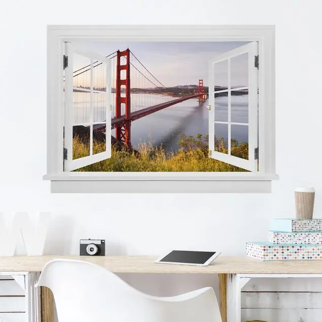 Offenes Fenster Golden Gate Bridge in San Francisco Wandtattoo Wochenendangebot