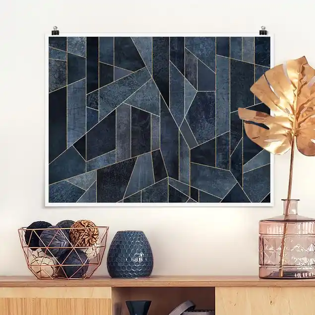 Blaue Geometrie Aquarell Jetzt Kaufen
