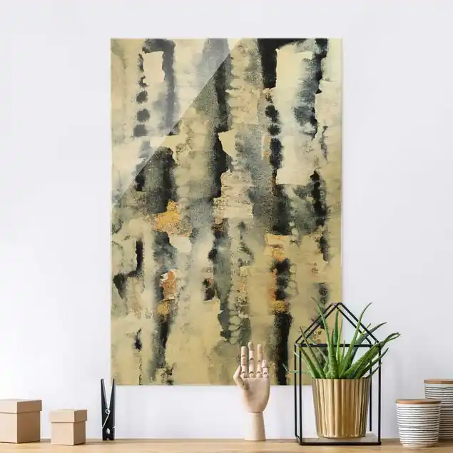 Abverkauf Abstraktes Aquarell mit Gold