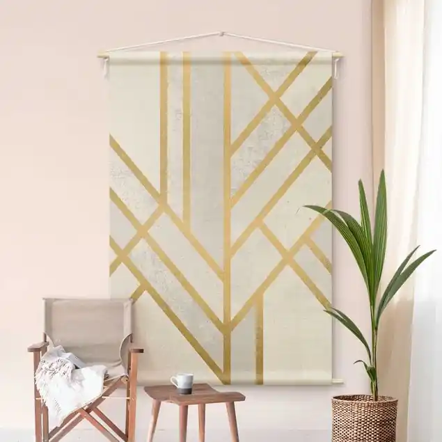 Markenprodukt Art Deco Geometrie Weiß Gold