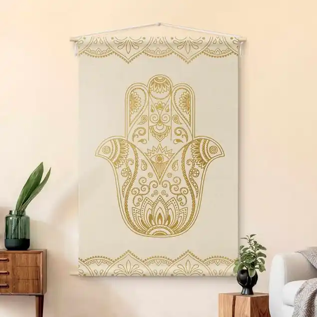 Hamsa Hand Illustration weiß gold Wochenendangebot