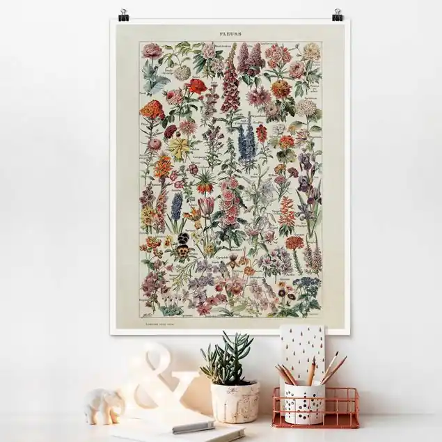 Mega-Angebot Vintage Lehrtafel Blumen V