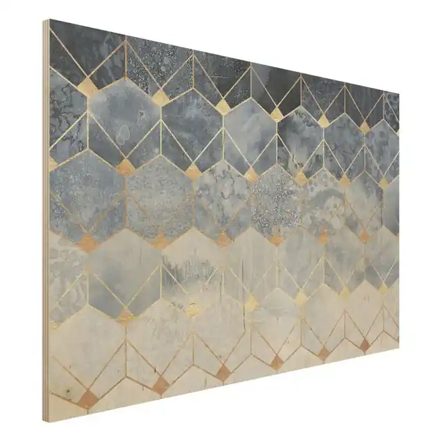 Blaue Geometrie goldenes Art Deco Echt