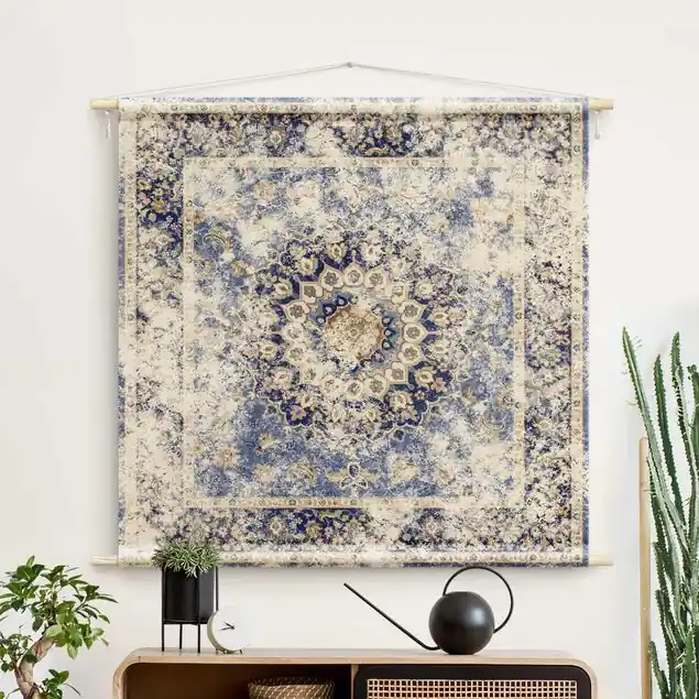 Kostenloser Rückversand Klassisches Persermuster Blau Beige Vintage