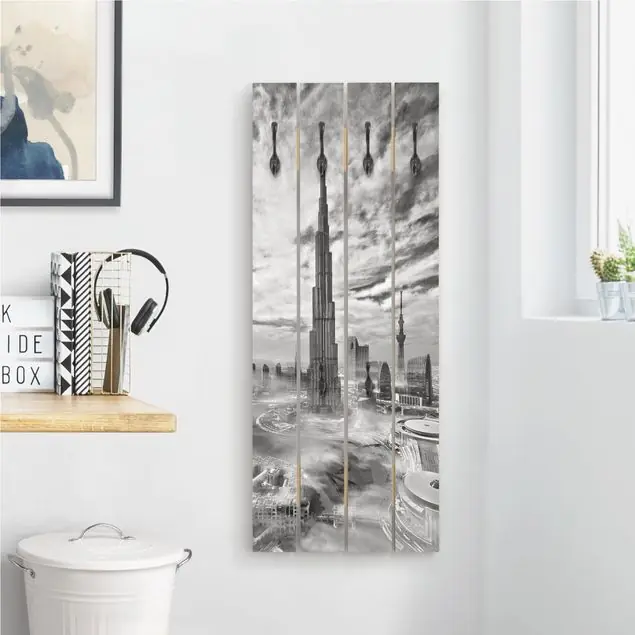 Dubai Super Skyline Wandgarderobe Holzpalette Kostenloser Versand